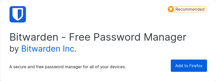 Bitwarden Firefox plugin